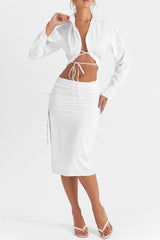 Mistress Rocks White Gathered Midi Skirt - SALE