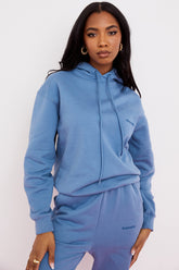 Halo Azure Cotton Fleece-Back Oversized Hoodie