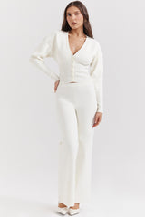 Vanna Off White Cotton Knitted Trousers - SALE