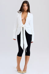 Hope White Draped Tie Front Shirt