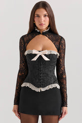 Perdita Black Metallic Jacquard Corset & Bolero - SALE