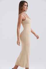 Fayette Beige Soft Fluffy Knit Maxi Dress - SALE