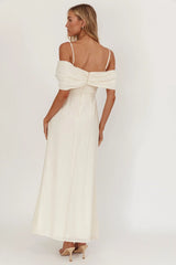 Lillibet Bow Tied Bust Midi Dress Cream