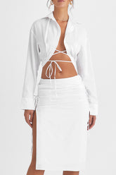 Mistress Rocks White Gathered Midi Skirt - SALE