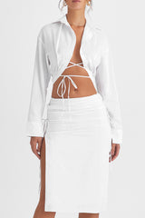 Mistress Rocks White Gathered Midi Skirt - SALE