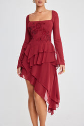 Mistress Rocks Ruby Crystallised Hanky Hem Dress - SALE