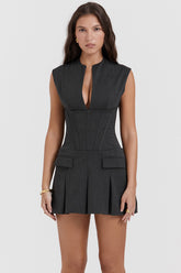 Eleanor Charcoal Pleated Corset Dress