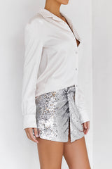 Mistress Rocks Silver Sequin Mini Skirt - SALE