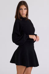 Rosina Black Wool & Cashmere Mini Skirt
