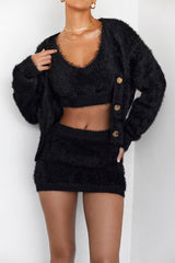 Mistress Rocks Black Fluffy Soft Knit Mini Skirt - SALE