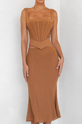 Mistress Rocks Caramel Midi Skirt With Brief - SALE