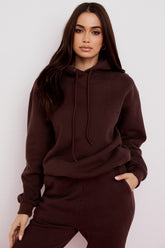 Halo Chocolate Cotton Fleece-Back Oversized Hoodie