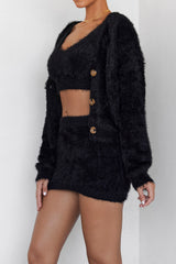 Mistress Rocks Black Fluffy Soft Knit Mini Skirt - SALE