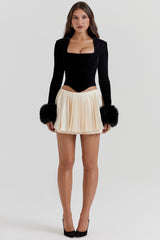 Emira Ivory Pleated Mini Skirt