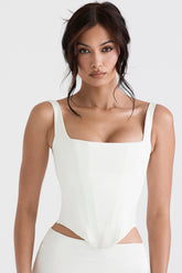 Rafa Ivory Satin Longline Corset