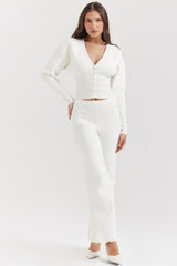 Vanna Off White Cotton Knitted Trousers - SALE