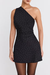 Mistress Rocks Black Crystallised Twist Back Mini Dress - SALE