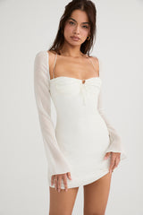Babydoll Ivory Chiffon Halter Mini Dress
