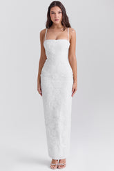Eva White Floral Lace Maxi Dress