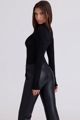 Eliena Black High Neck Long Sleeve Bodysuit