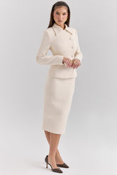 Lena Cream Boucle Pencil Midi Skirt