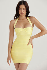 Maliha Buttercup Bandage Halter Mini Dress