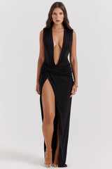 Larelle Black Plunge Maxi Dress