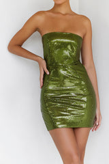 Mistress Rocks Bright Olive Sequin Strapless Mini Dress - SALE