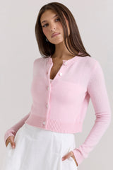 Alliana Pink Cropped Wool Cardigan