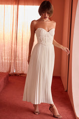 Amorata Ivory Pleated Maxi Dress