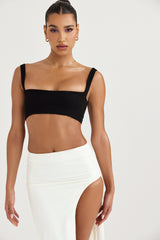Luciana Black Pleated Bandeau Top