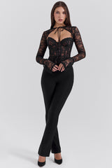 Lisette Black Lace Corset Top with Bolero