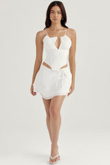 Clarice White Floaty Layered Mini Skirt
