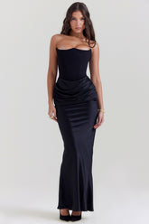 Persephone Black Strapless Corset Dress