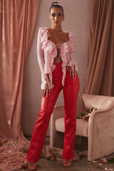 Elenaora Scarlet Vegan Leather Trousers