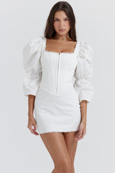 Matilda White Puff Sleeve Corset Dress
