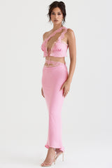 Mathilda Pink Lace Trim Maxi Skirt