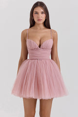 Princess French Rose Tulle Mini Dress - SALE