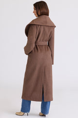 Cocoon Brown Wool Shawl Collar Coat