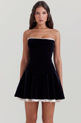 Marilla Black Velvet Strapless Dress