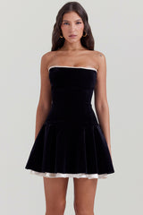 Marilla Black Velvet Strapless Dress