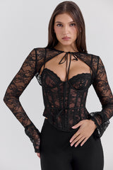 Lisette Black Lace Corset Top with Bolero