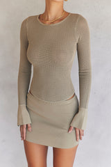 Savannah Taupe Knit Long Sleeve Top - SALE