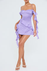 Mistress Rocks Lavender Ruffle Mini Dress - SALE
