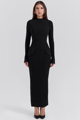 Marie-Louise Black Turtleneck Maxi Dress