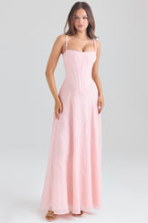 Esme Blush Pink Lurex Chiffon Maxi Dress