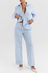Mistress Rocks Blue Striped Baggy Trousers - SALE