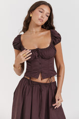 Kitty Rich Brown Gathered Top