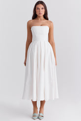 Audrey White Strapless Midi Sundress