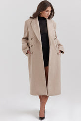 Carter Oatmeal Double Breasted Coat